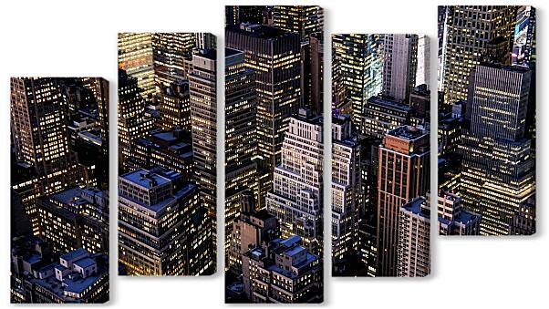Модульная картина - Эмпайр Стэйт Билдинг ночью сверху

