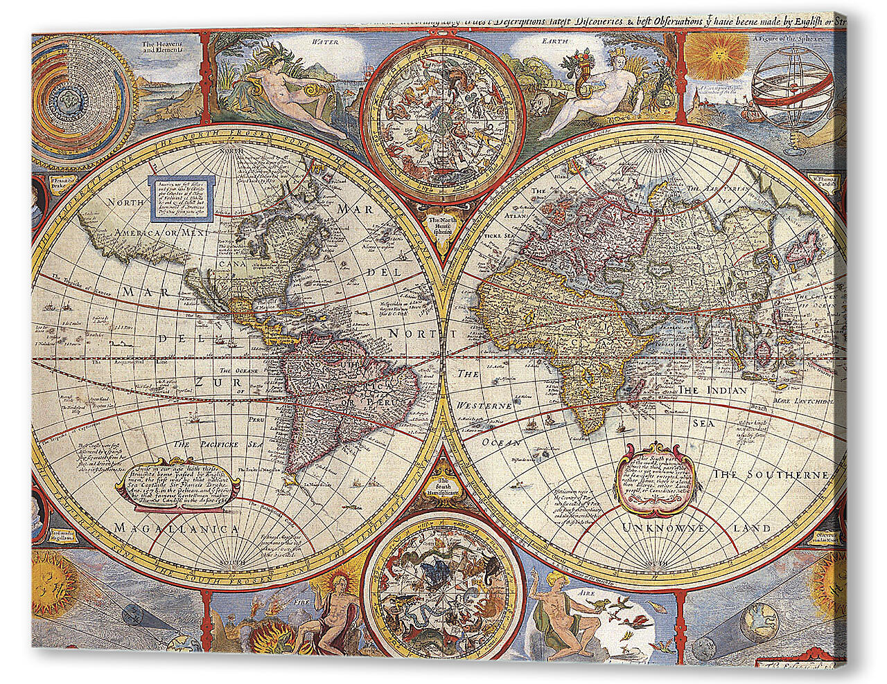 Картина маслом - Карта мира 1626 года
