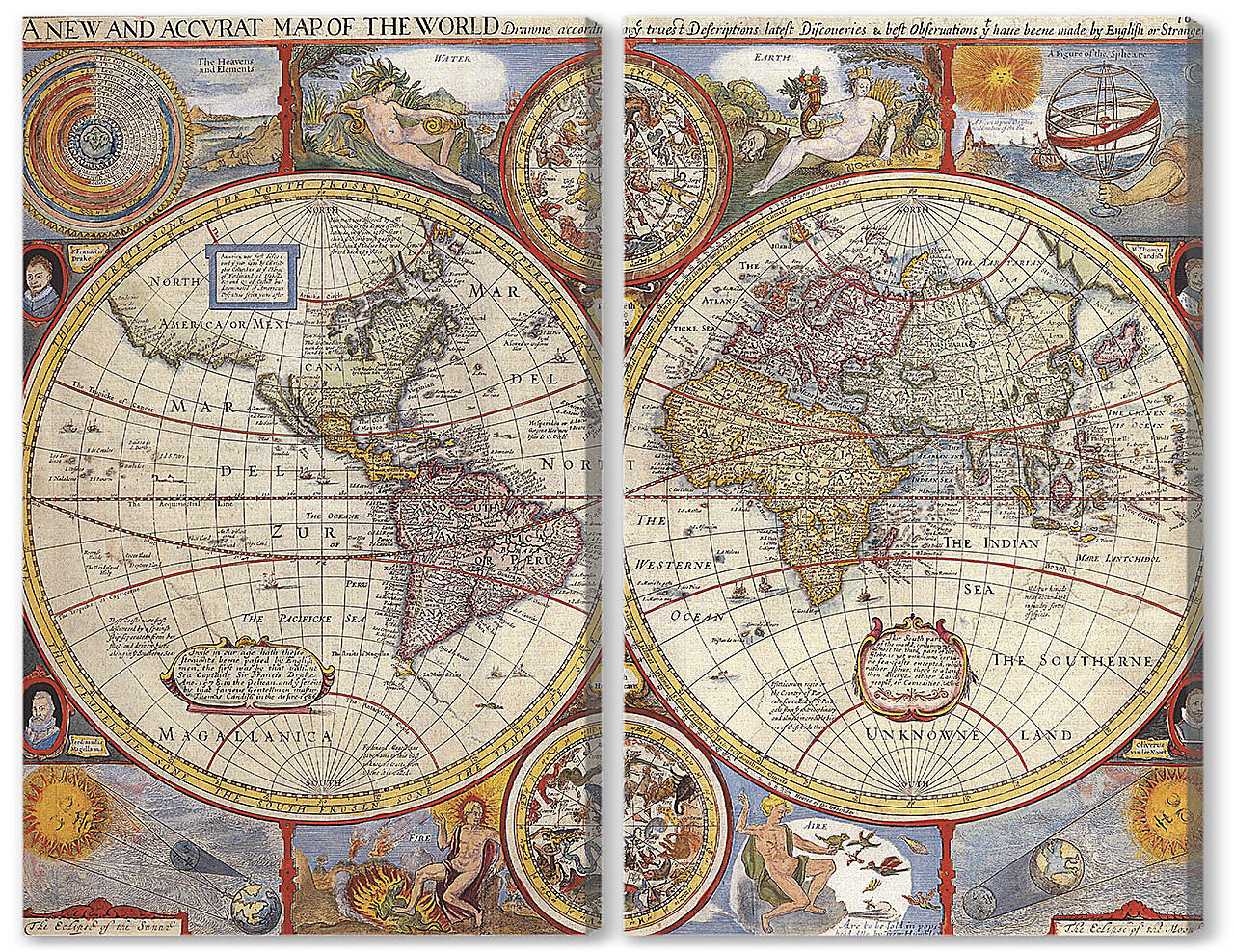 Модульная картина - Карта мира 1626 года
