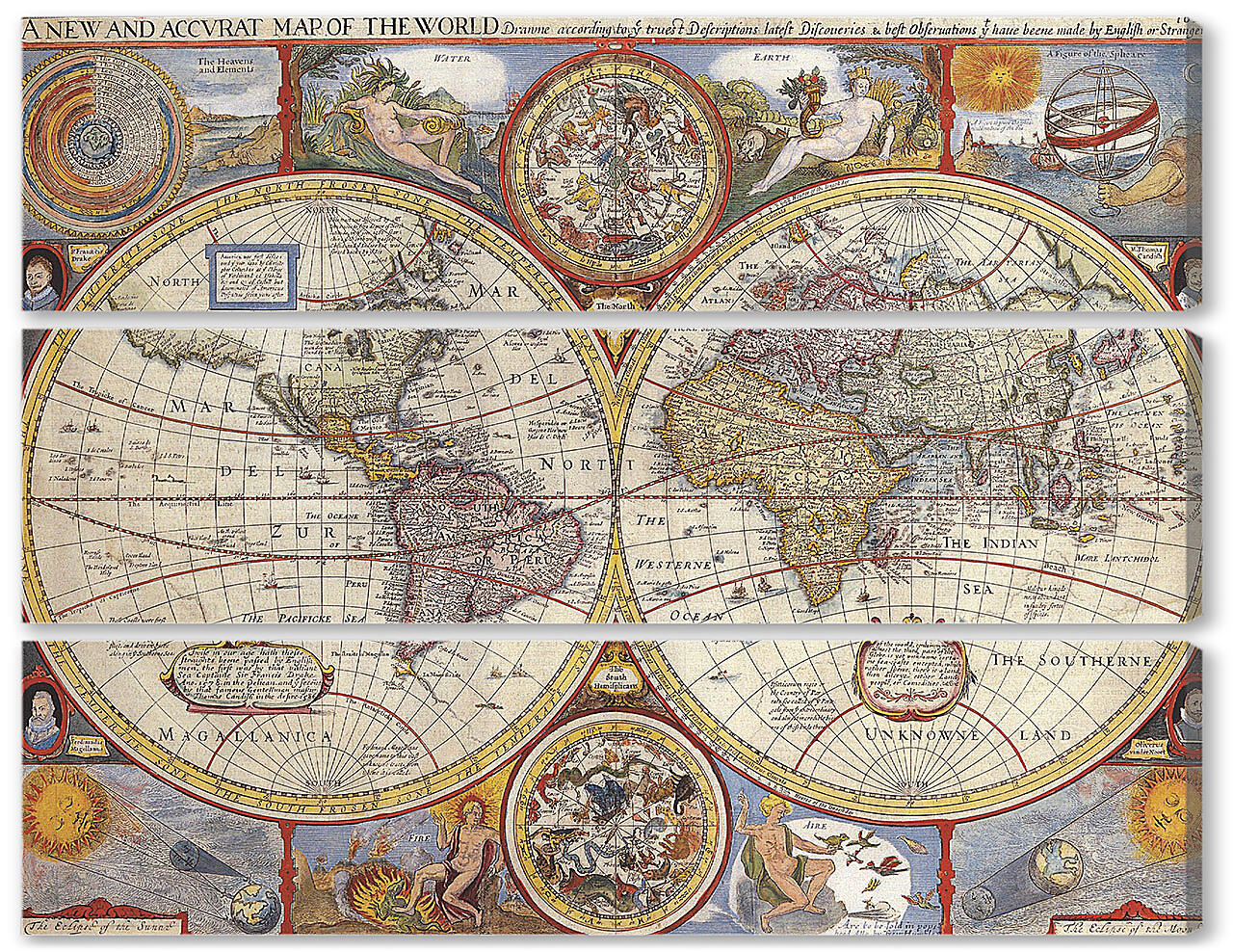 Модульная картина - Карта мира 1626 года
