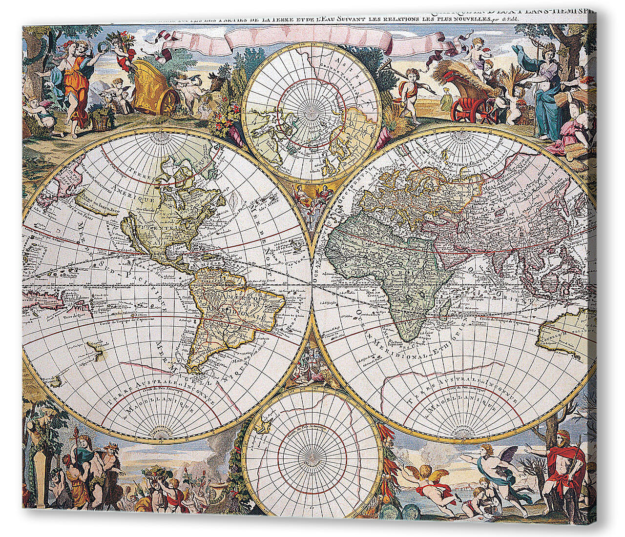Картина маслом - Старая карта мира
