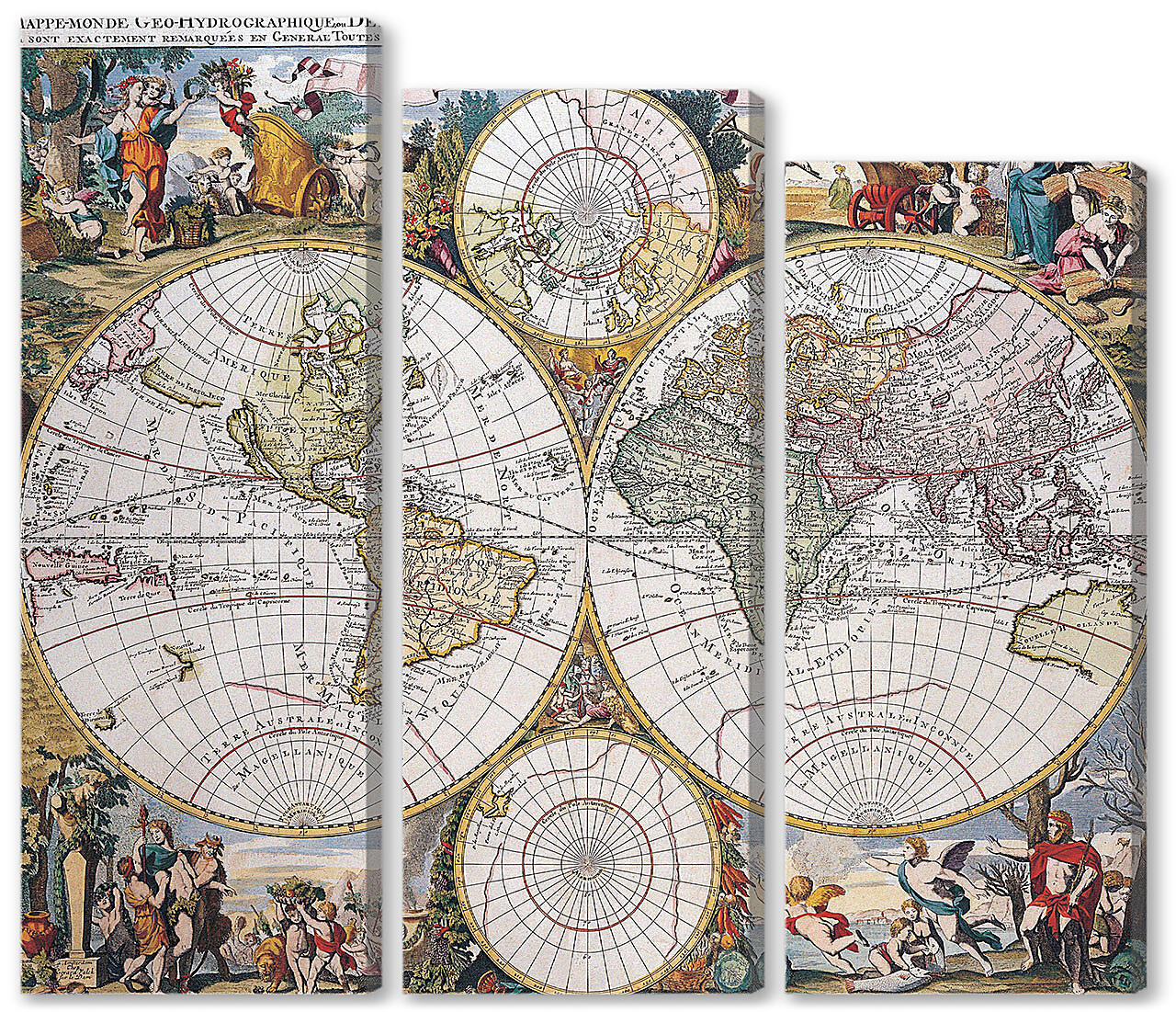 Модульная картина - Старая карта мира
