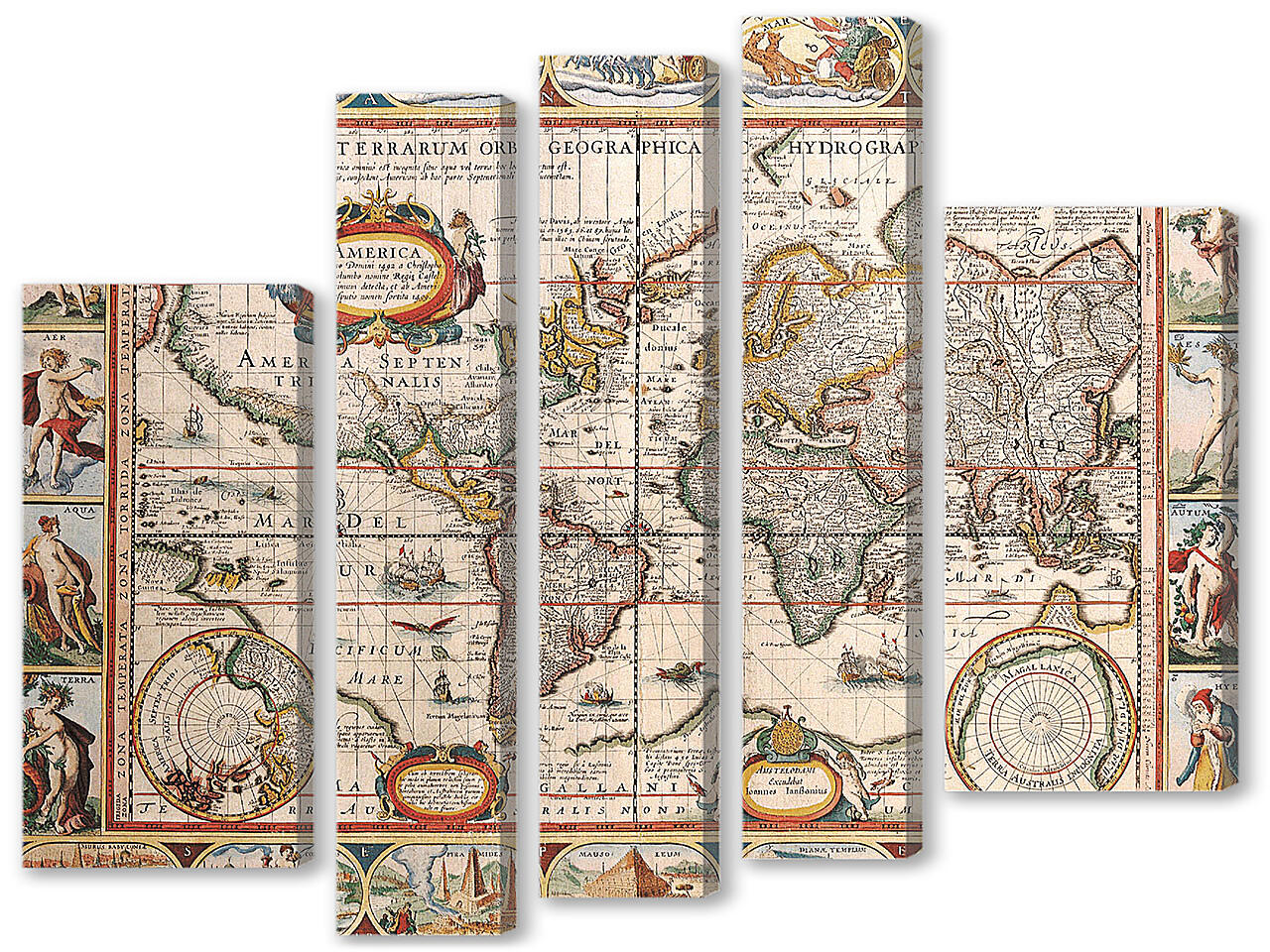 Модульная картина - Карта мира 1606 года
