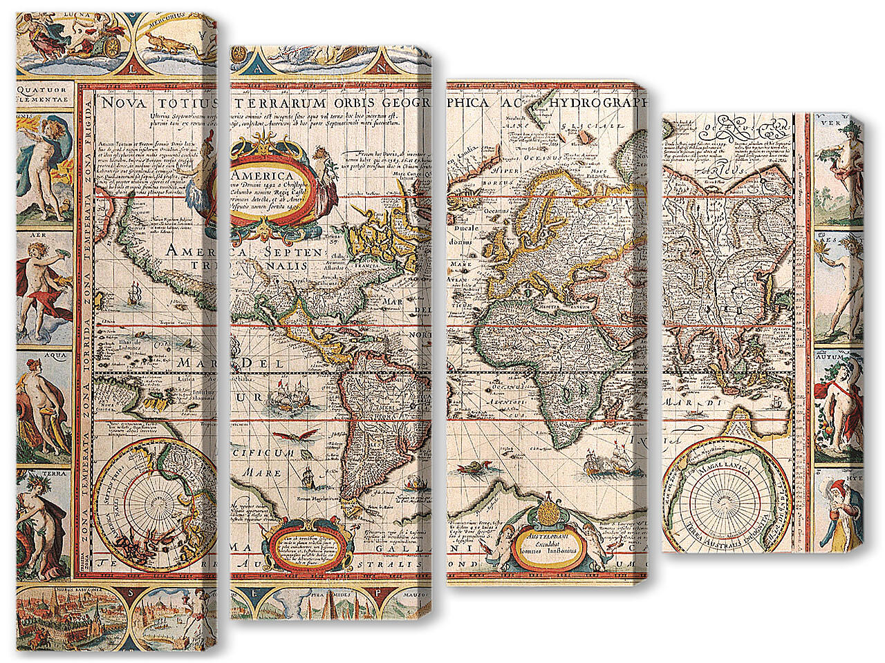 Модульная картина - Карта мира 1606 года
