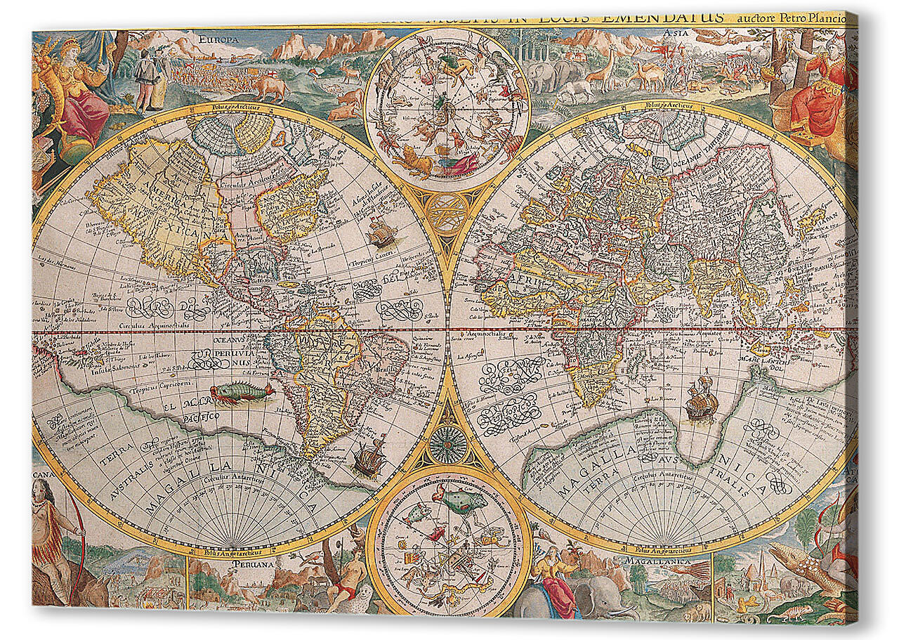 Картина маслом - Карта Петро Планцио 1954 года
