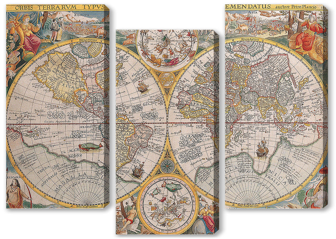 Модульная картина - Карта Петро Планцио 1954 года

