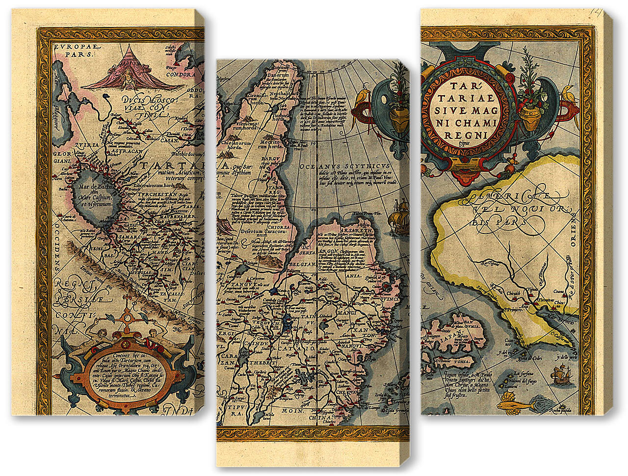 Модульная картина - Старая французская карта мира
