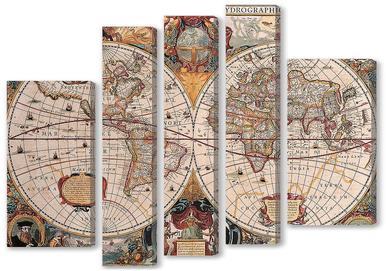 Модульная картина - Карта мира в развертке
