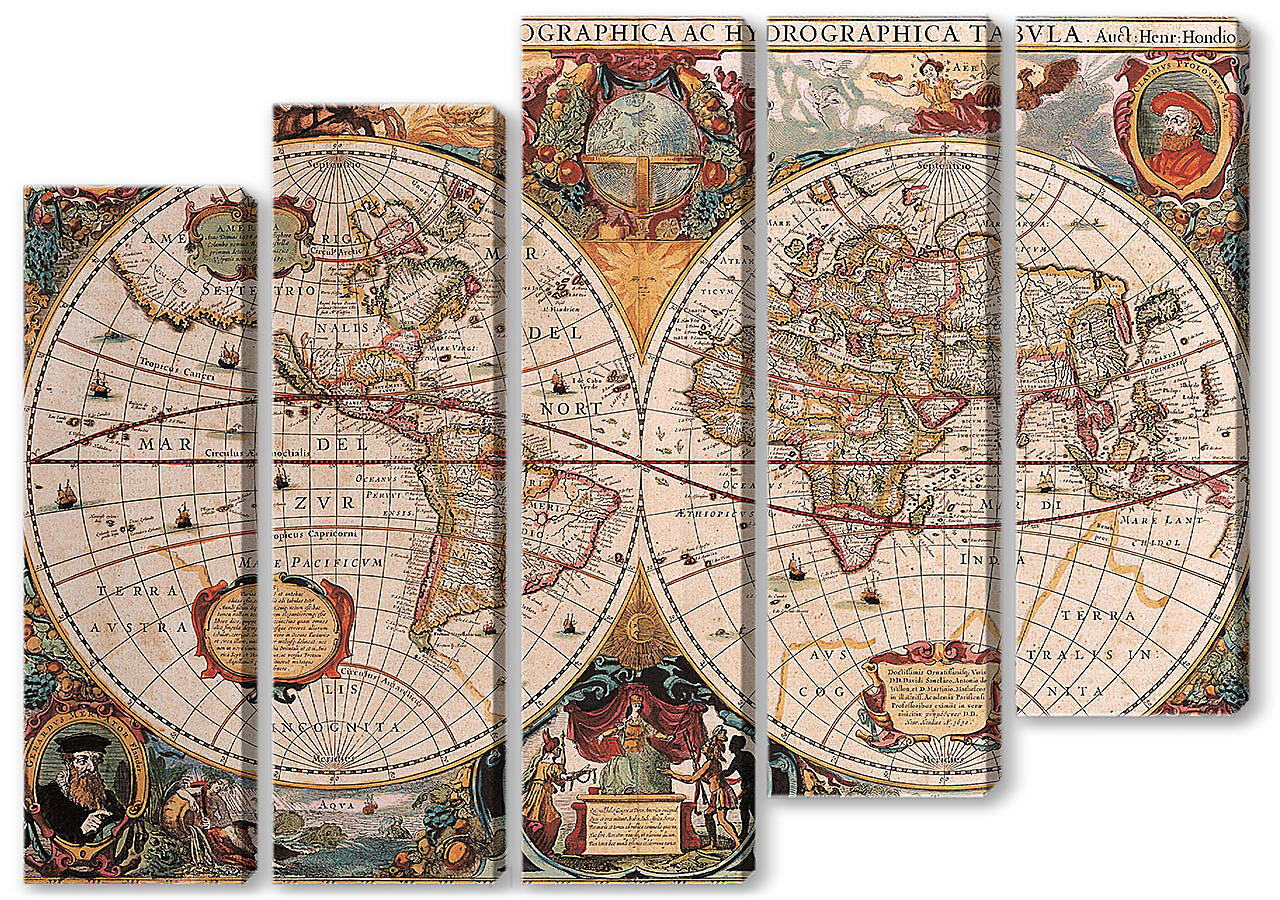 Модульная картина - Карта мира в развертке
