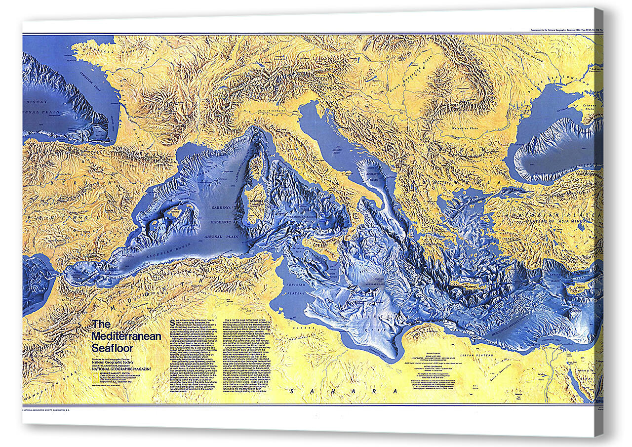 Постер (плакат) - Карта Средиземноморья
