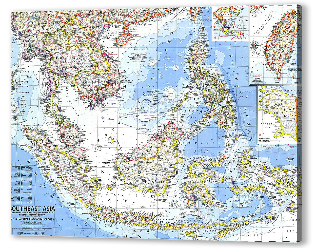 Картина маслом - Карта Юго-Восточной Азии
