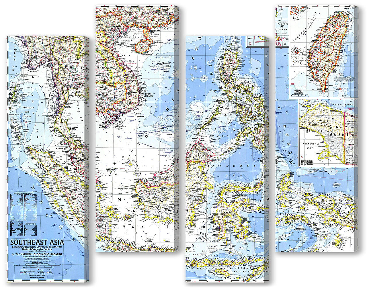 Модульная картина - Карта Юго-Восточной Азии
