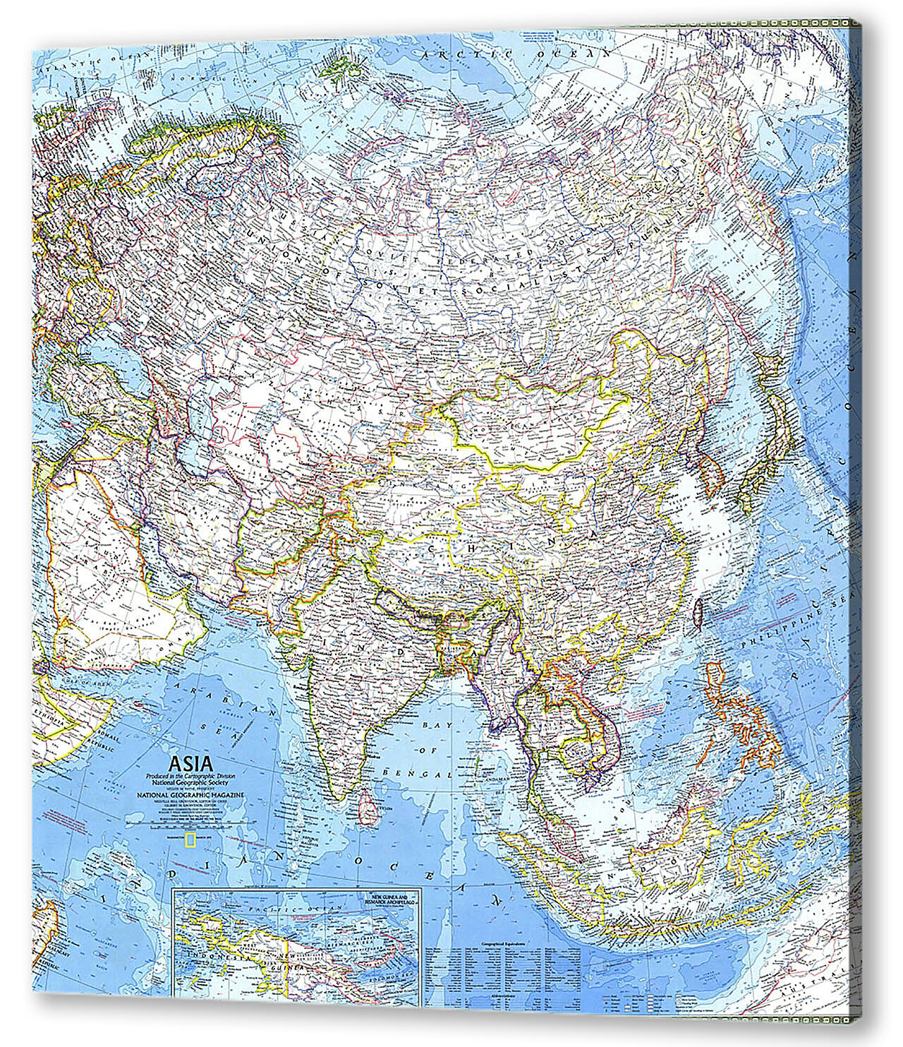 Картина маслом - Карта Азии
