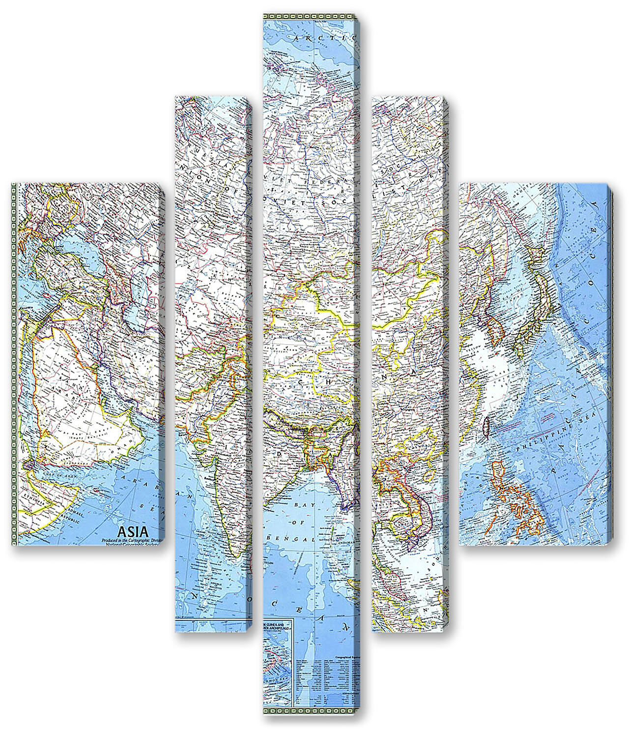 Модульная картина - Карта Азии
