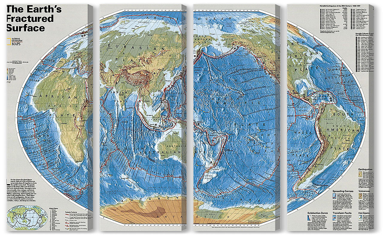 Модульная картина - Карта тектонических плит
