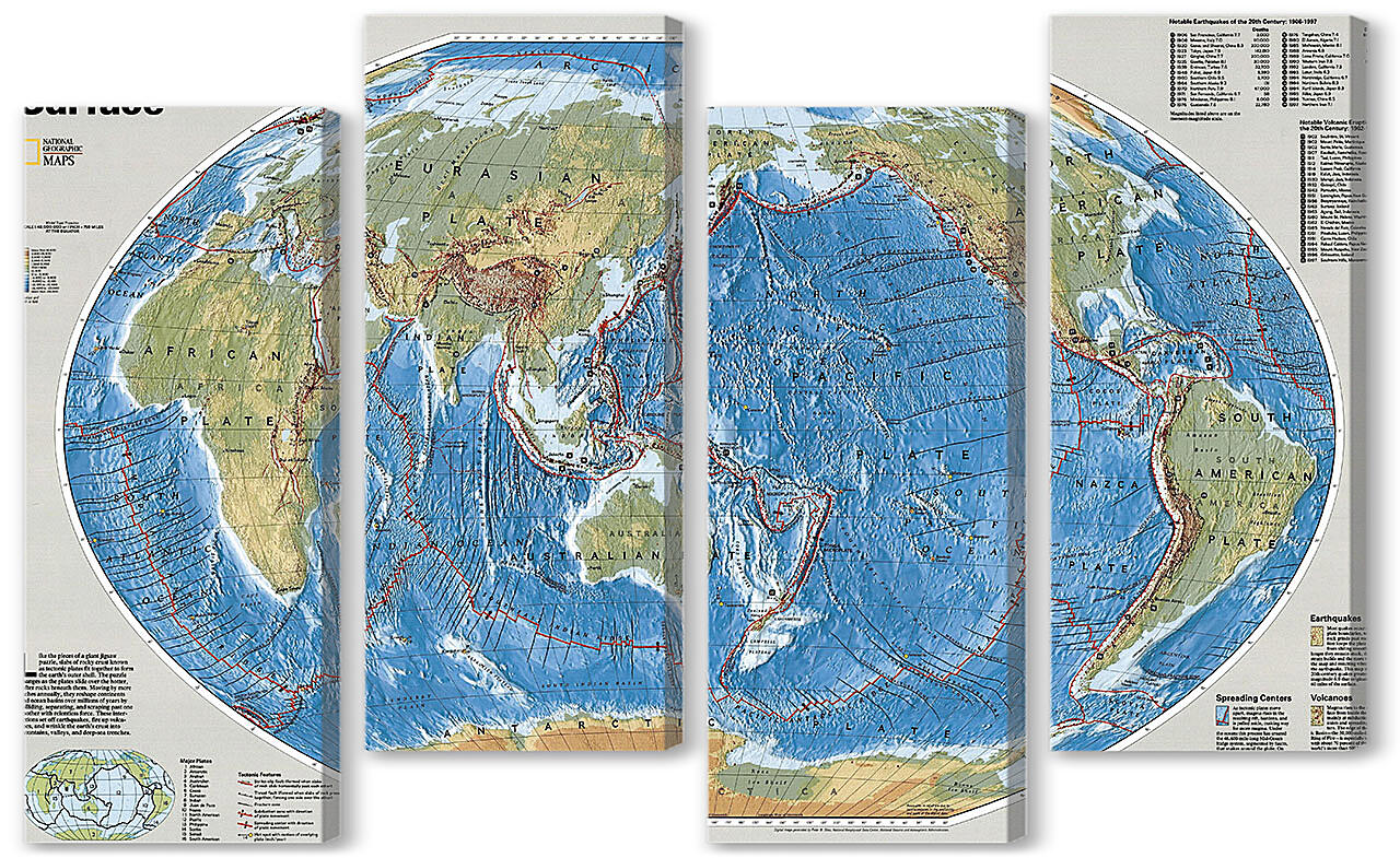 Модульная картина - Карта тектонических плит
