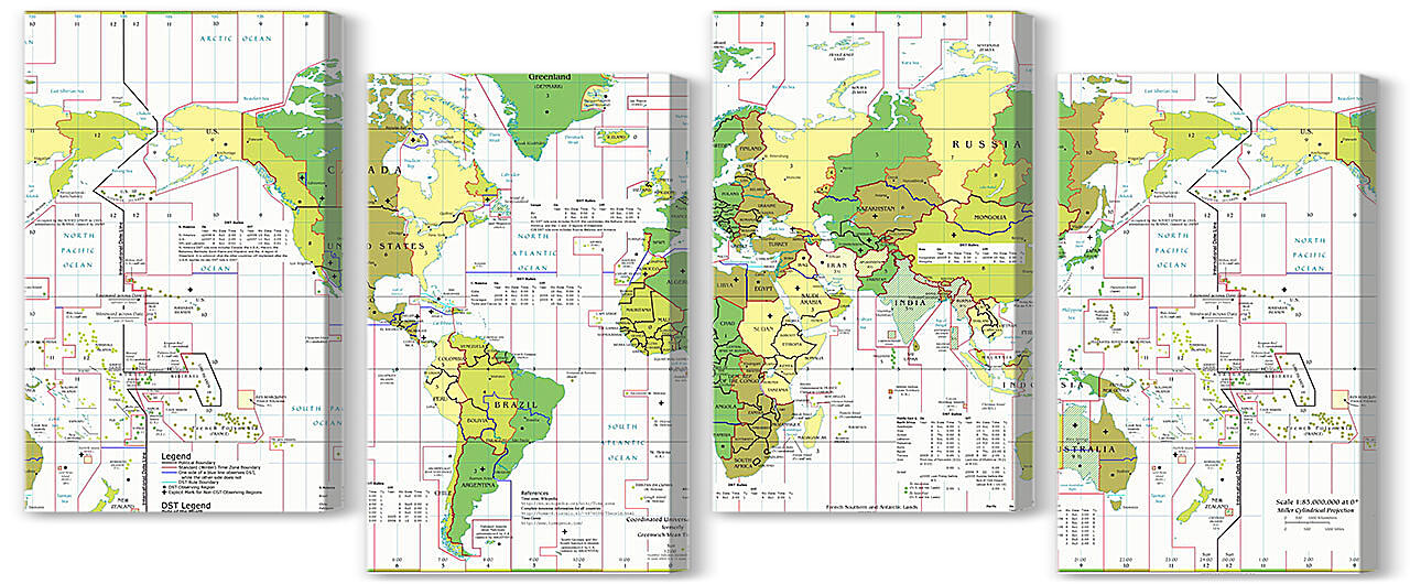 Модульная картина - Панорамная карта мира
