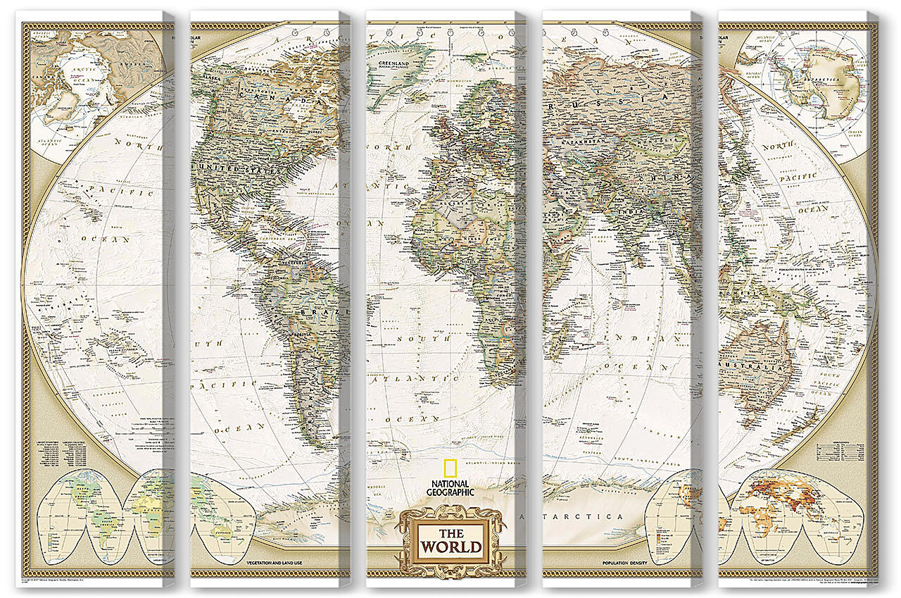 Модульная картина - Карта мира в античном стиле
