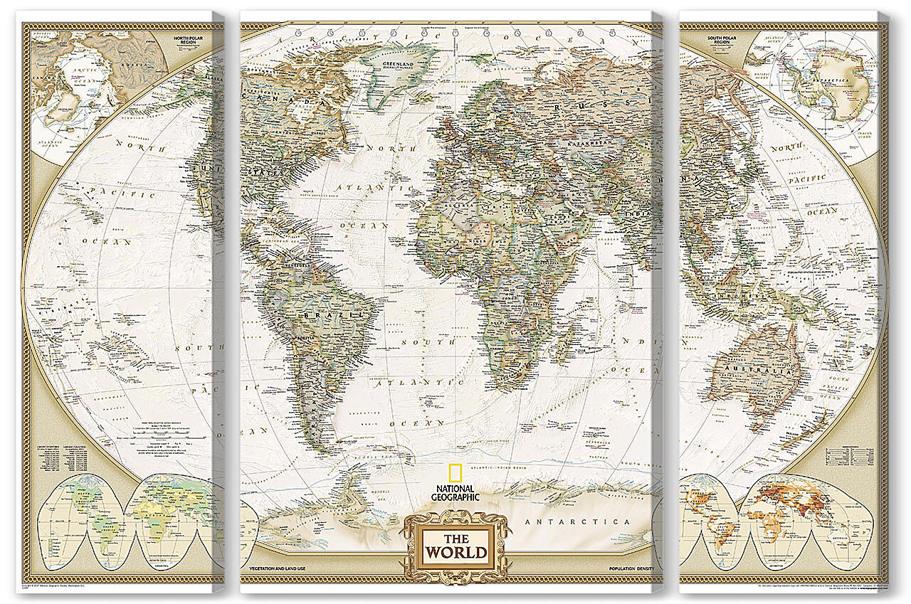 Модульная картина - Карта мира в античном стиле
