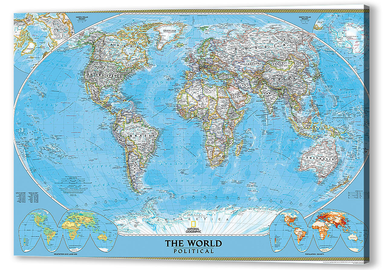 Картина маслом - Карта мира со странами
