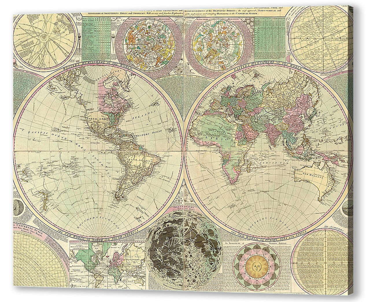 Постер (плакат) - Карта мира в круглой развертке

