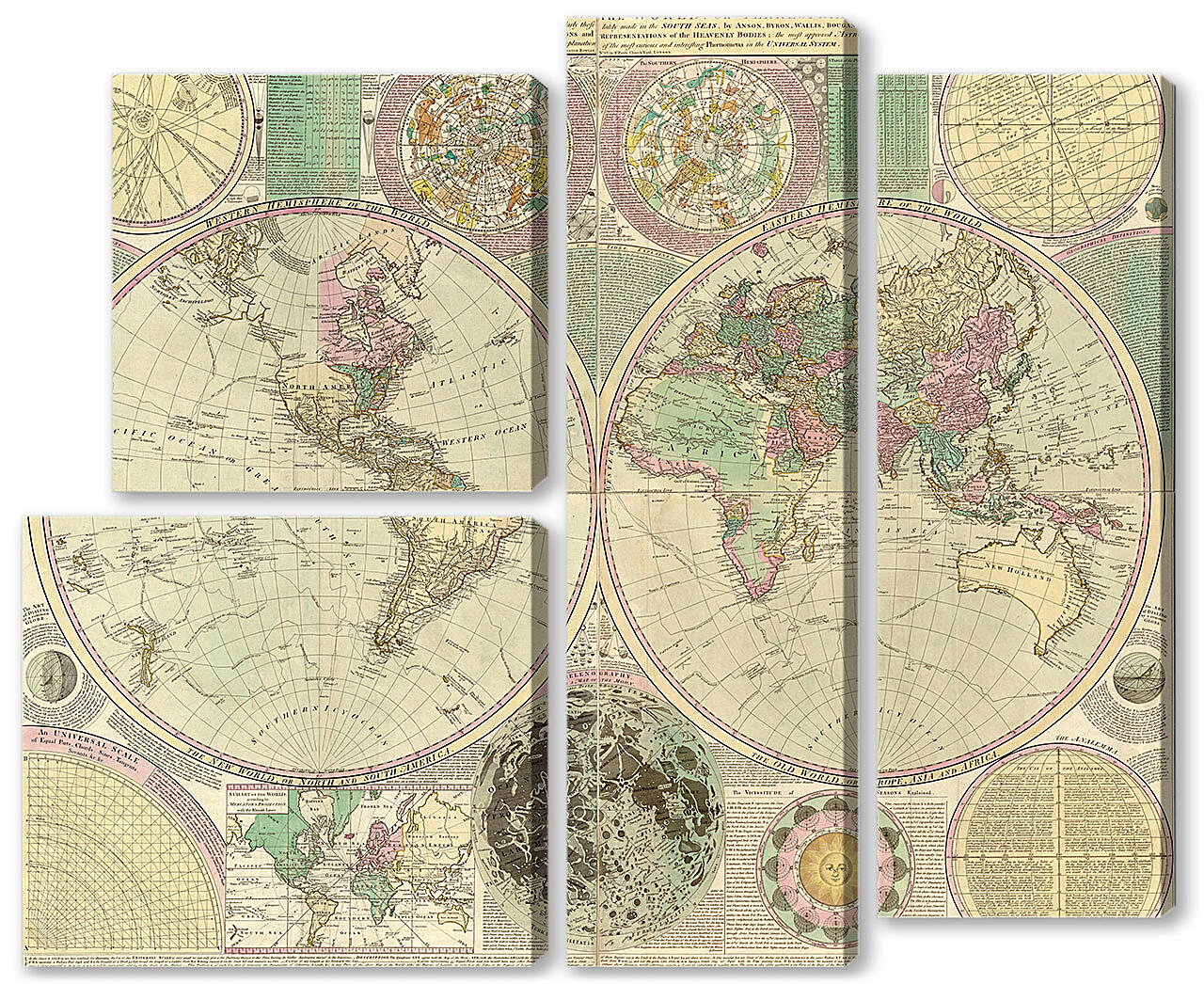 Модульная картина - Карта мира в круглой развертке
