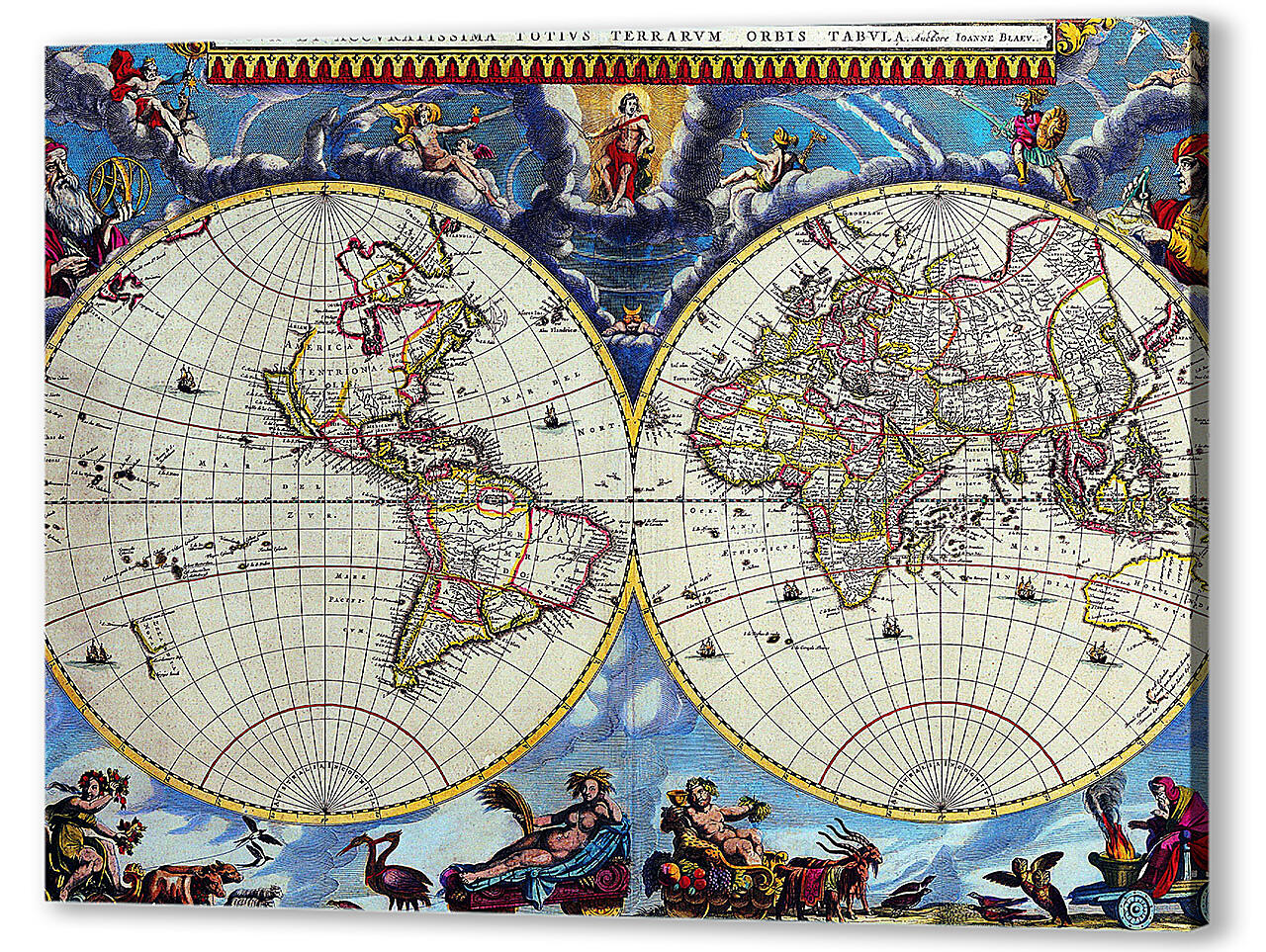 Картина маслом - Карта мира под старину
