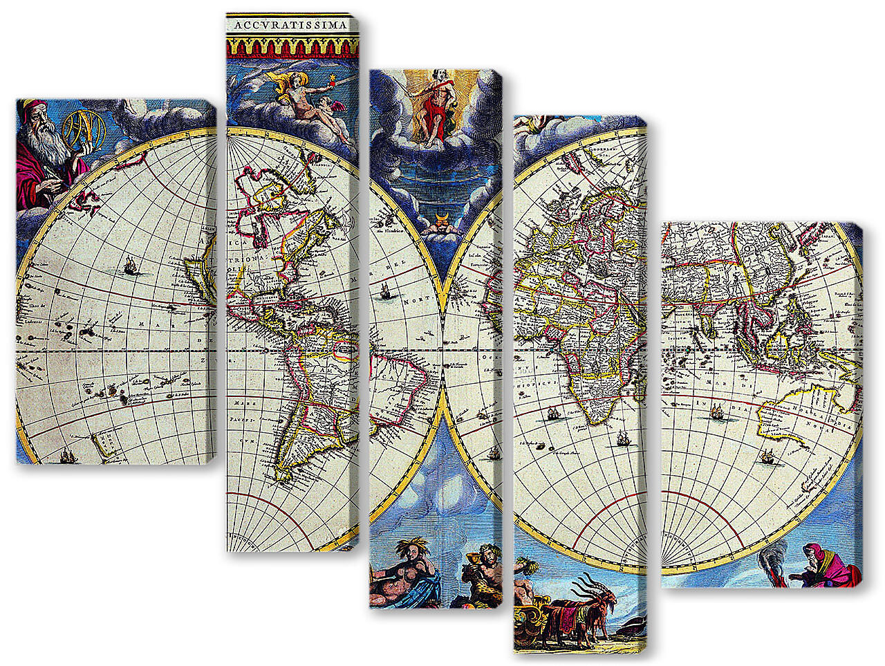 Модульная картина - Карта мира под старину
