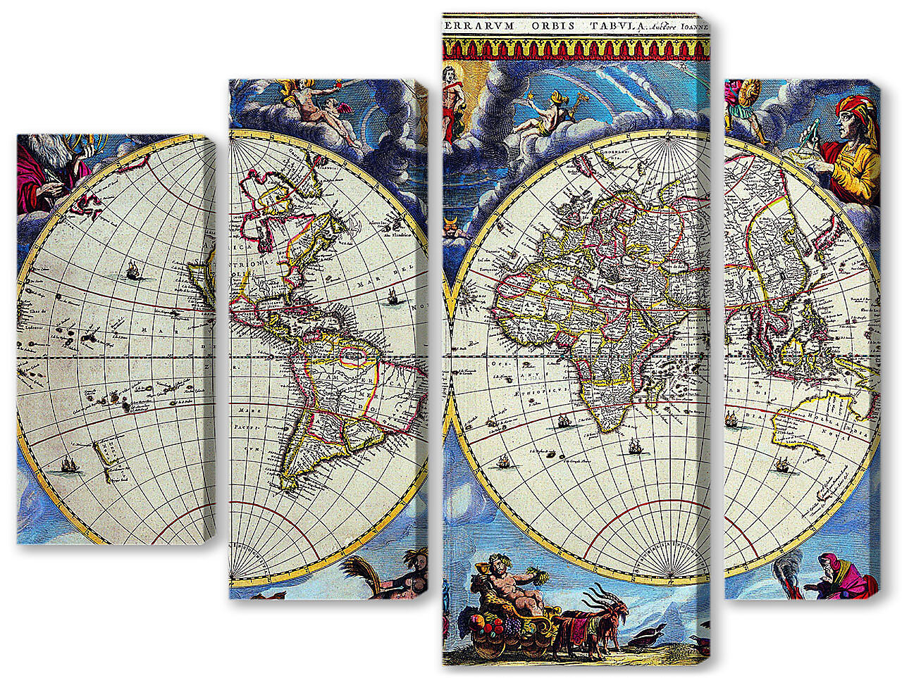 Модульная картина - Карта мира под старину

