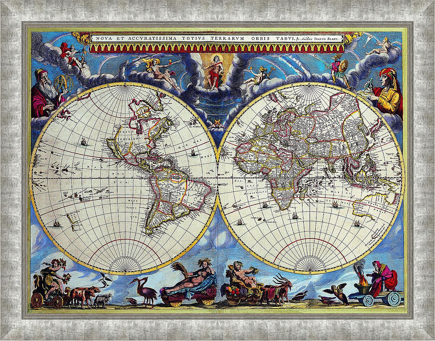 Картина - Карта мира под старину
