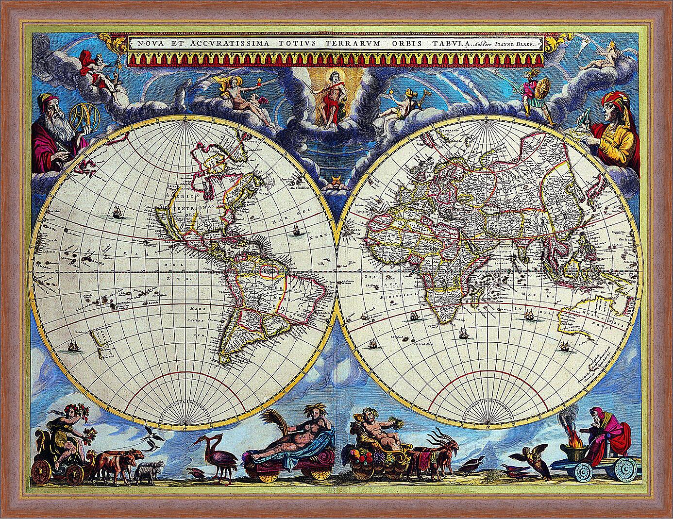 Картина - Карта мира под старину
