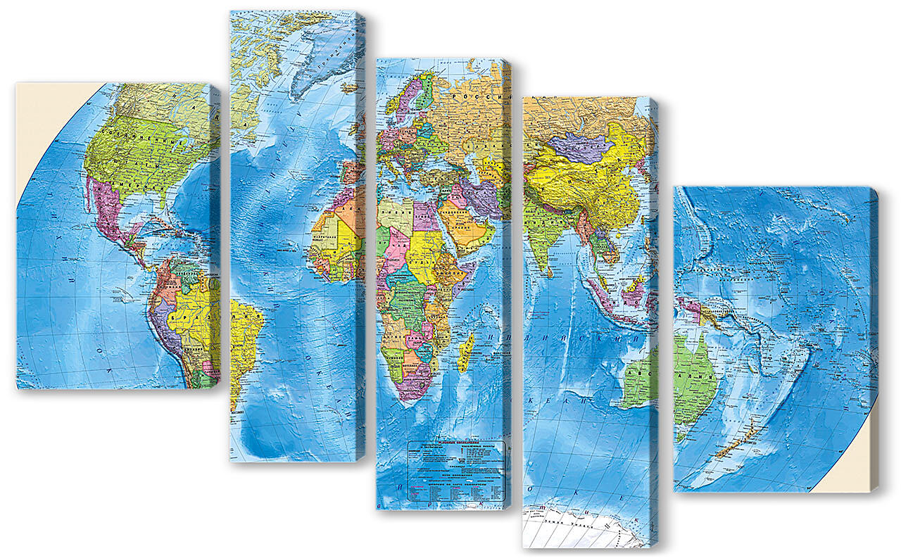 Модульная картина - Современная карта мира
