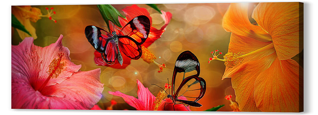 Картина маслом - Две бабочки
