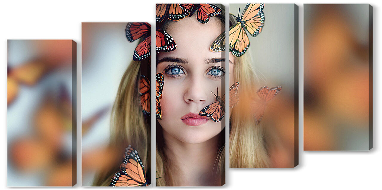 Модульная картина - Много бабочек
