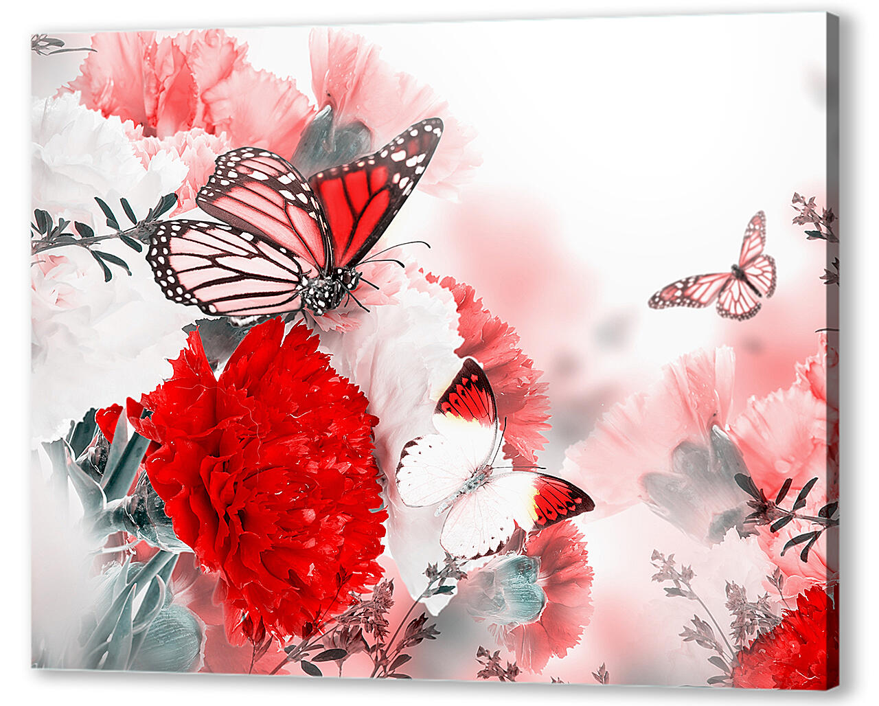 Картина маслом - Яркая красная бабочка
