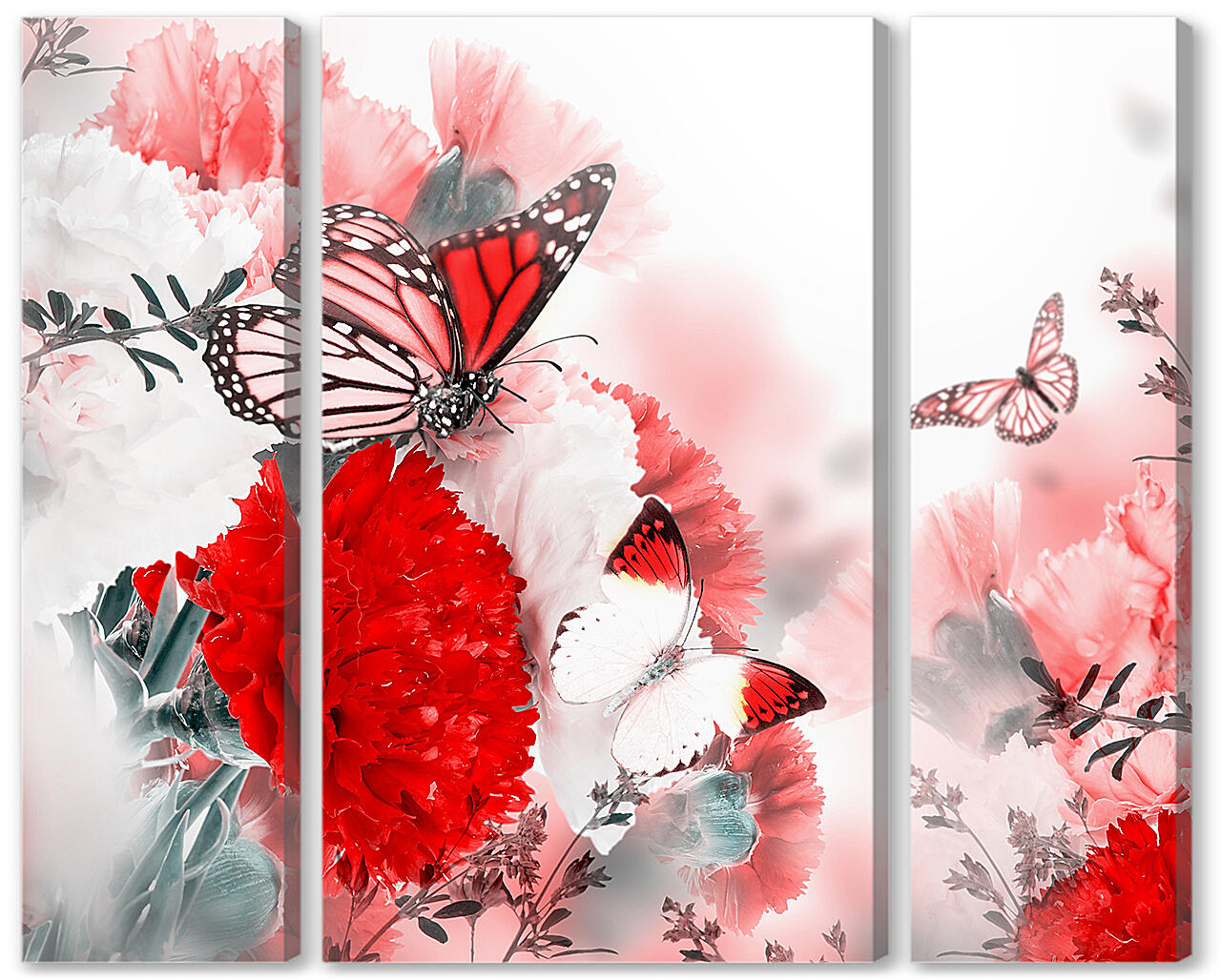 Модульная картина - Яркая красная бабочка
