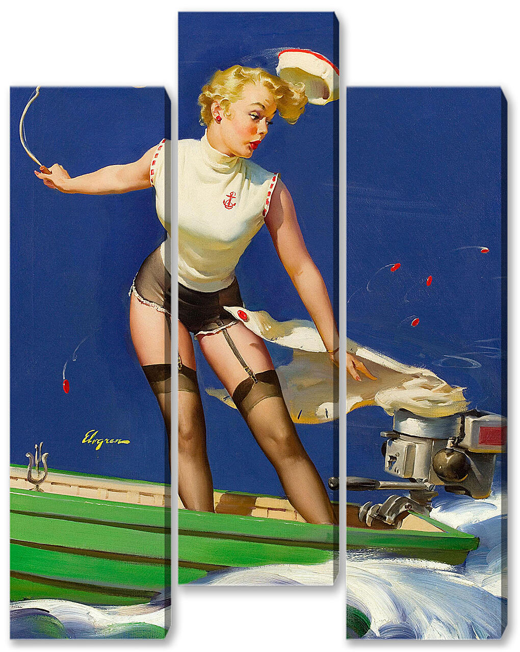 Модульная картина - Джил Элвгрен: Девушка на лодке
