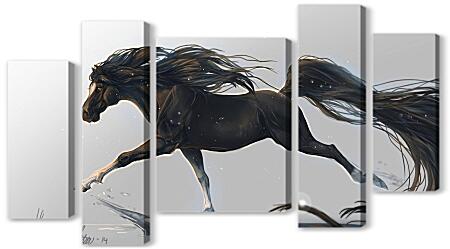 Модульная картина - Конь ночь