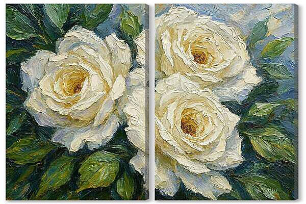 Модульная картина - Розы в саду