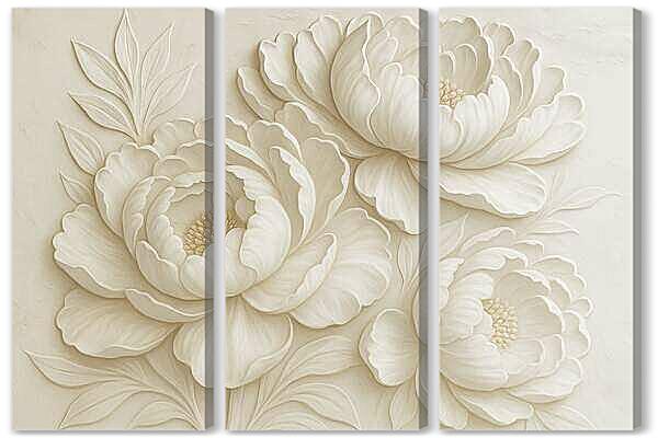 Модульная картина - Объёмные цветы в пастели