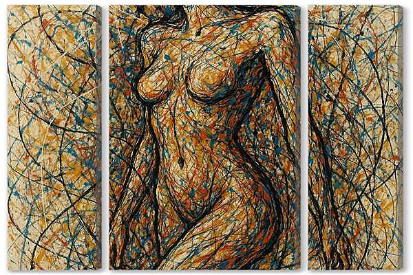 Модульная картина - Девушка стиль дриппинг