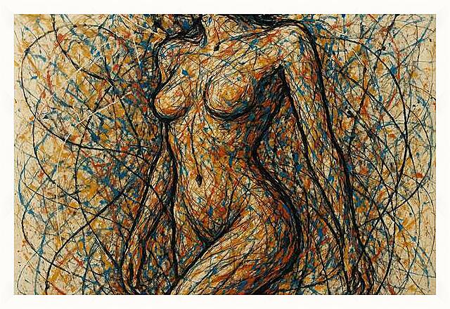 Картина - Девушка стиль дриппинг