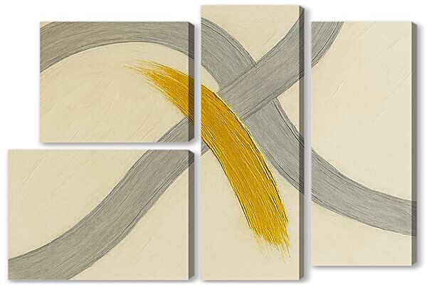 Модульная картина - Золотой мазок 3