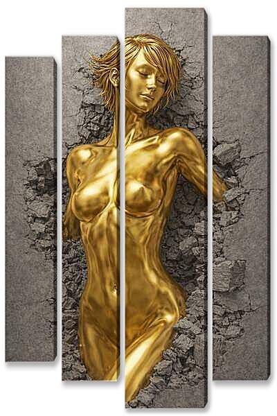 Модульная картина - Золотая скульптура
