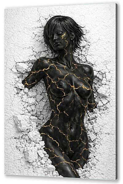 Постер (плакат) - Золотые линии на теле