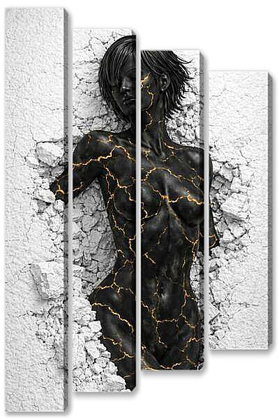 Модульная картина - Золотые линии на теле