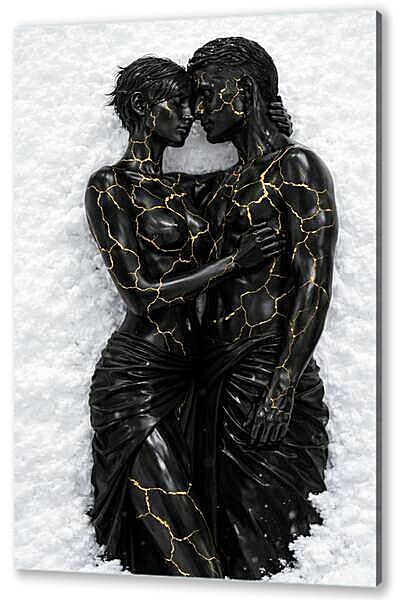 Черные фигуры на снегу