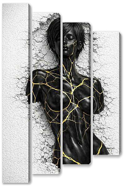 Модульная картина - Золотые линии на теле
