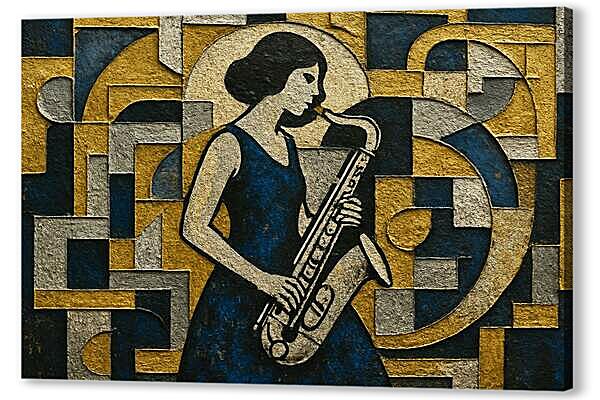 Саксофонистка в стиле стрит-арт