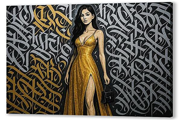 Стрит-арт Золотая Девушка